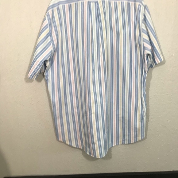 Faconnable 100% Cotton Pastel Stripe Short Sleeve Woven Shirt size XL - Picture 2 of 8